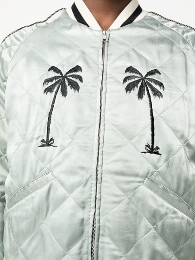 Palm Angels Men's Life Is Palm Quilted Souvenir Jacket In Grau