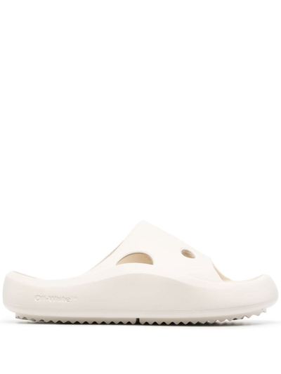 Shop Off-white Meteor Cut-out Slides In Bone Bone