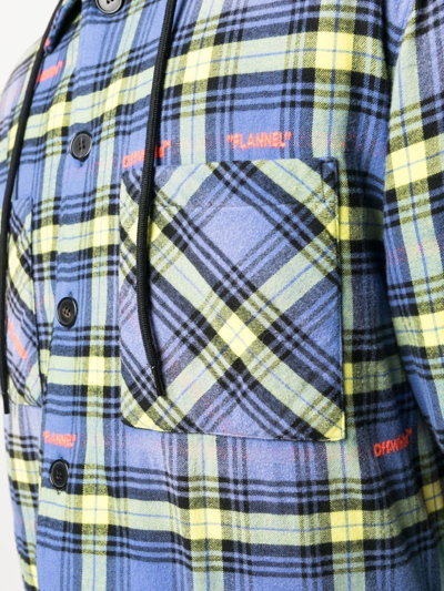 Shop Off-white Plaid-check Shirt Jacket In Dusty Blue White