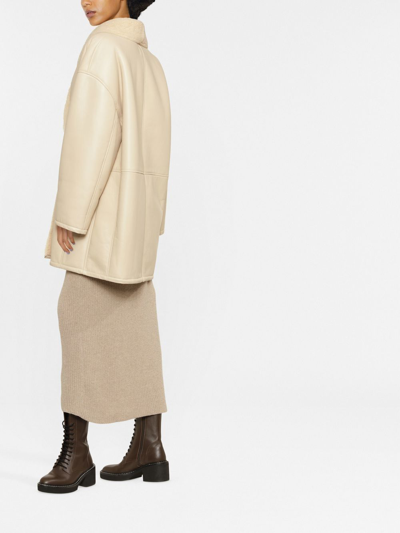 Shop Loulou Studio Namo Sheepskin Coat In Neutrals