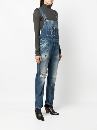 Shop Washington Dee Cee Straight-cut Denim Overalls In Blau