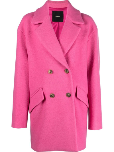 Shop Pinko Double-breasted Wool-blend Coat In Rosa