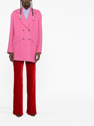 Pinko Double-breasted Wool-blend Coat In Rosa