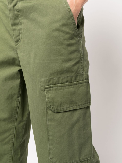 Shop Apc Straight-leg Cotton Cargo Trousers In Grün