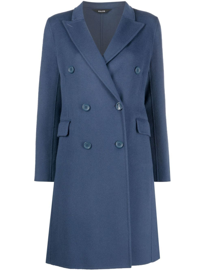 Shop Paltò Double-breasted Coat In Blau