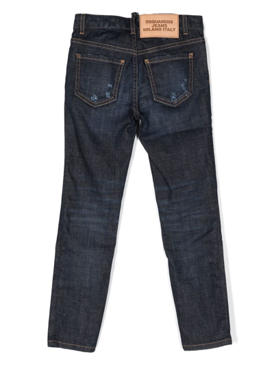 Shop Dsquared2 Distressed-detail Slim-cut Jeans In Blue