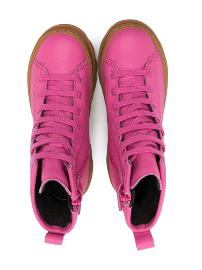 Camper Brutus Leather Lace-up Boots In Pink