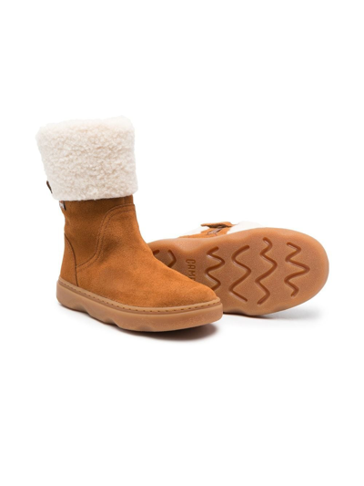 Shop Camper Faux-shearling Trimmed Boots In Brown
