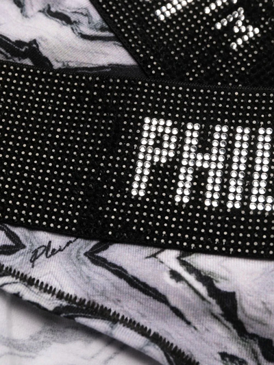 Shop Philipp Plein Rhinestone Logo-waistband Briefs In White