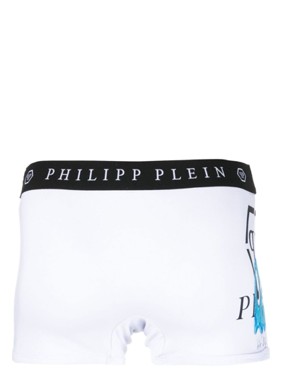 Shop Philipp Plein Logo Print Boxers In White