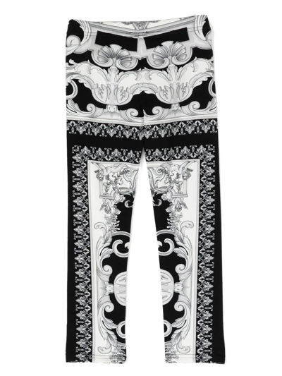 Shop Versace Baroque-pattern Leggings In Black