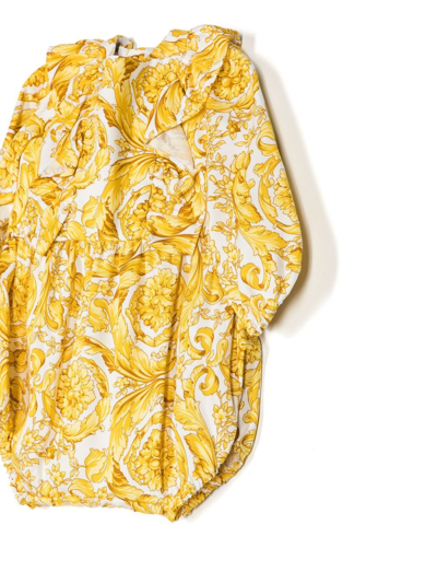 Shop Versace Baroque-pattern Romper In Gold