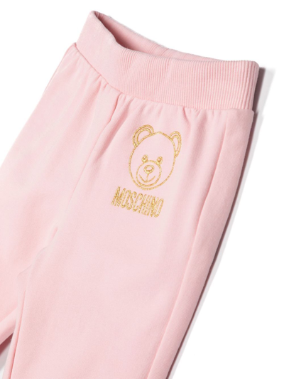 Shop Moschino Ruffled Logo-embroidered Tracksuit In Pink