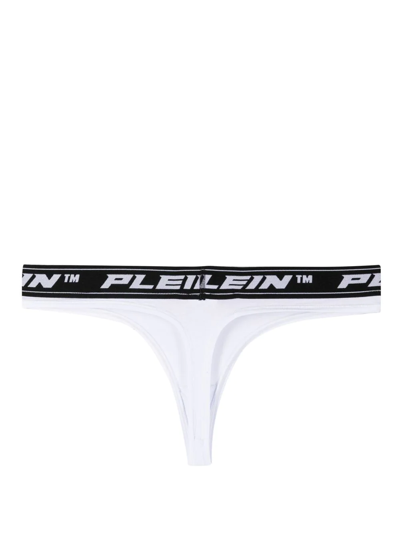 Shop Philipp Plein Logo-waist Thongs (set Of Three) In White