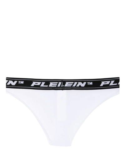 Shop Philipp Plein Logo-waist Briefs (set Of Three) In White