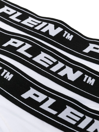 Shop Philipp Plein Logo-waist Briefs (set Of Three) In White