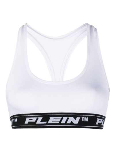 Shop Philipp Plein Logo-underband Sports Bralette In White