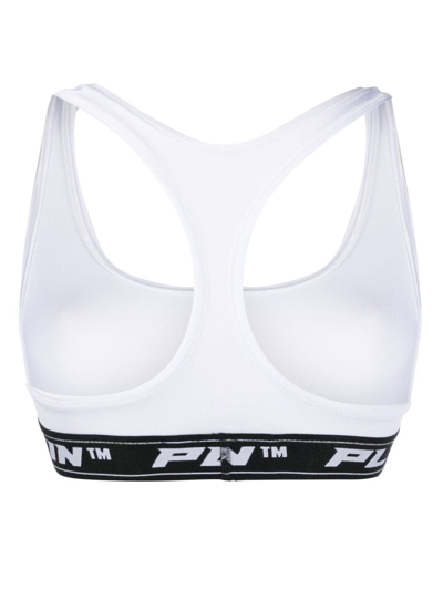 Shop Philipp Plein Logo-underband Sports Bralette In White