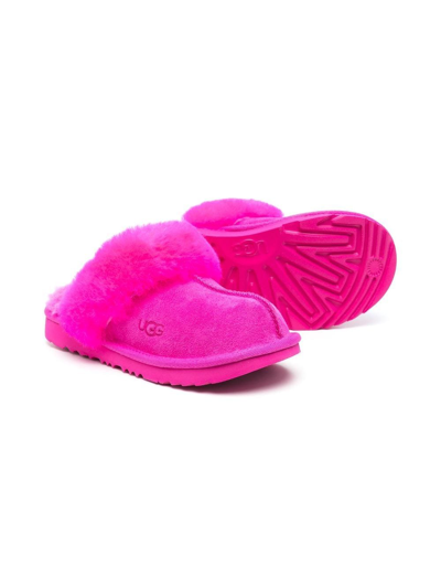 Ugg Shearling-trim Chunky Slippers In Pink