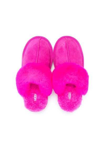 Ugg Shearling-trim Chunky Slippers In Pink