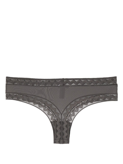 Shop Eres Gabby Zigzag-trim Brazilian Briefs In Grey