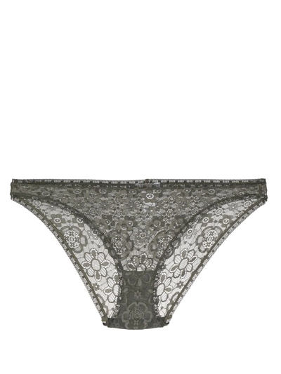 Eres Riviere Floral-lace Briefs In Green