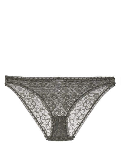 Eres Riviere Floral-lace Briefs In Green
