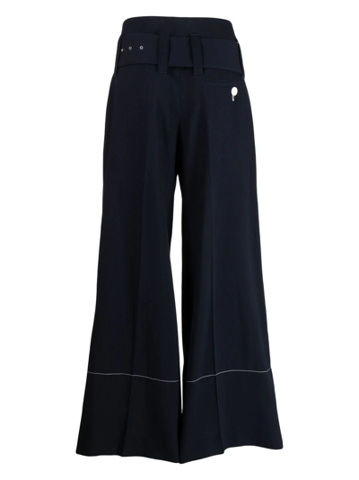 Pre-owned Celine Belted Wide-legged Trousers In Blue