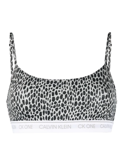Shop Calvin Klein Underwear Giraffe-print Bra In Grey