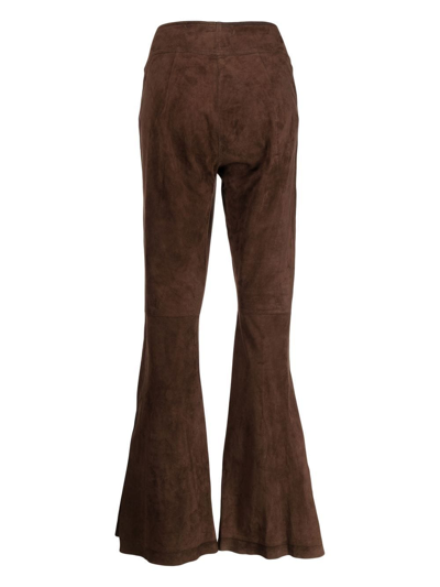 Pre-owned Dior High-waisted Flared Suede Trousers In Brown