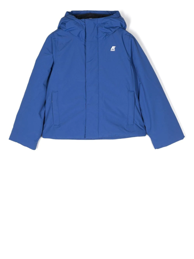 Shop K-way Hooded Padded Jacket In Blue