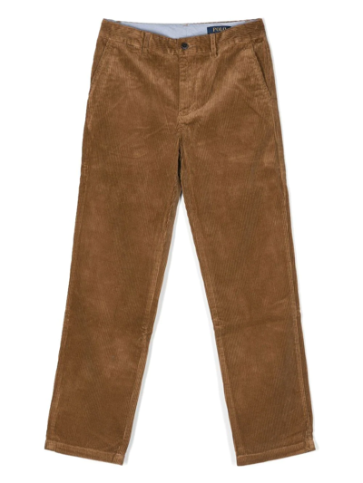 Shop Ralph Lauren Corduroy Straight-leg Trousers In Brown