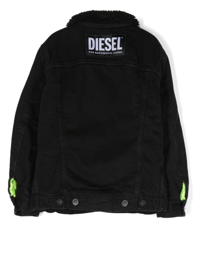 Shop Diesel Logo-patch Denim Jacket In Black