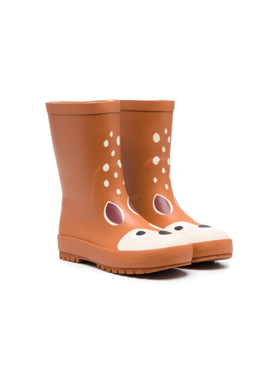 Shop Stella Mccartney Deer-print Rain Boots In Brown