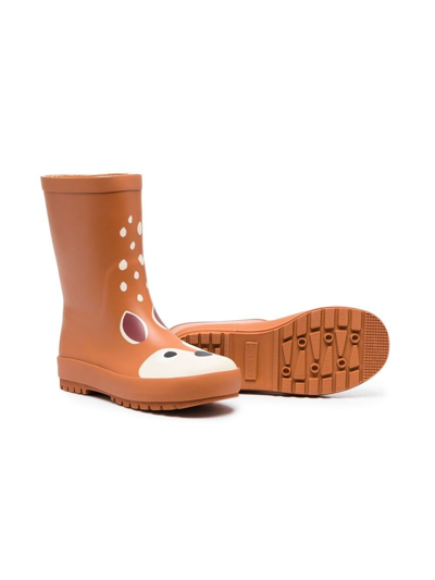Shop Stella Mccartney Deer-print Rain Boots In Brown