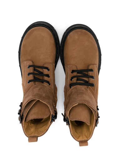 Gallucci Lace-up Leather Ankle Boots In Brown