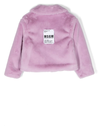 Shop Msgm Faux-fur Jacket In Purple