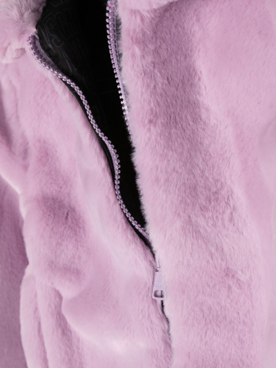 Shop Msgm Faux-fur Jacket In Purple