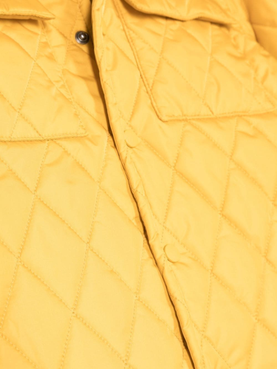 Shop Aspesi Quilted Hooded Jacket In Yellow