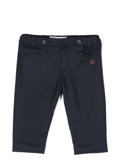 Shop Tartine Et Chocolat Tapered Cotton Trousers In Blue