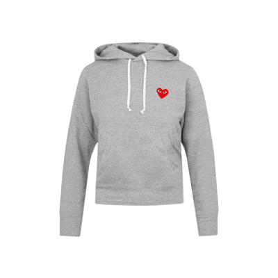 Shop Comme Des Garçons Play Logo Embroidered Hoodie In Grigio
