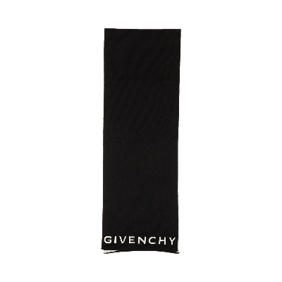 Pre-owned Givenchy Logo Embroidered Wool Knit Scarf 'black'