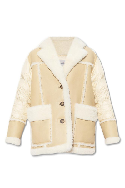 Shop Moncler Ilay Padded Logo Patch Jacket In Beige