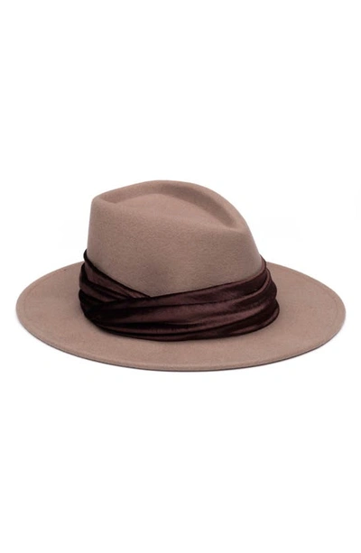 Shop Eugenia Kim Velvet Strap Wool Fedora In Mink