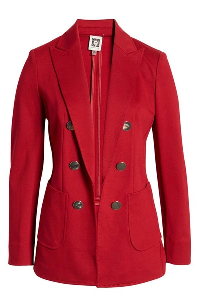 Anne Klein Womens Three Button Business Double-breasted Blazer In Titan Red