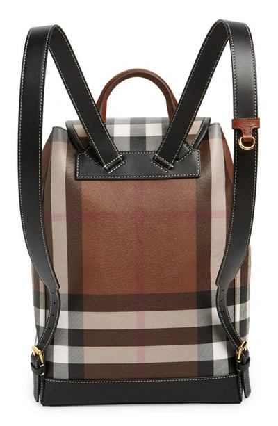 Shop Burberry Medium Check E-canvas & Leather Backpack In Dark Birch Brown