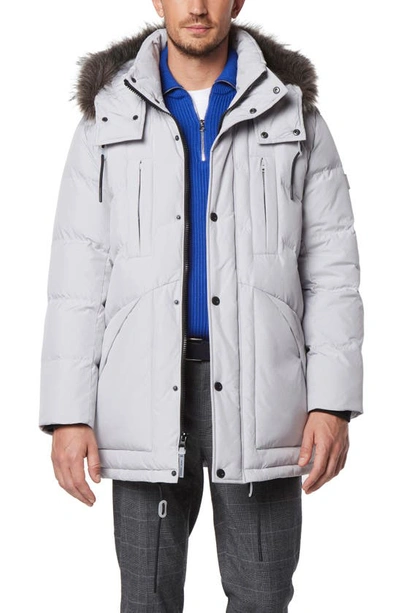 Andrew Marc Tremont Water Resistant Down Quilted Parka With Faux Fur Trim In  Moon | ModeSens