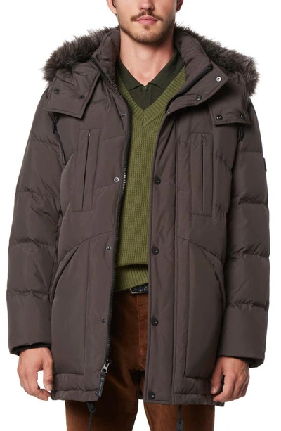 Shop Andrew Marc Tremont Water Resistant Down Quilted Parka With Faux Fur Trim In Slate