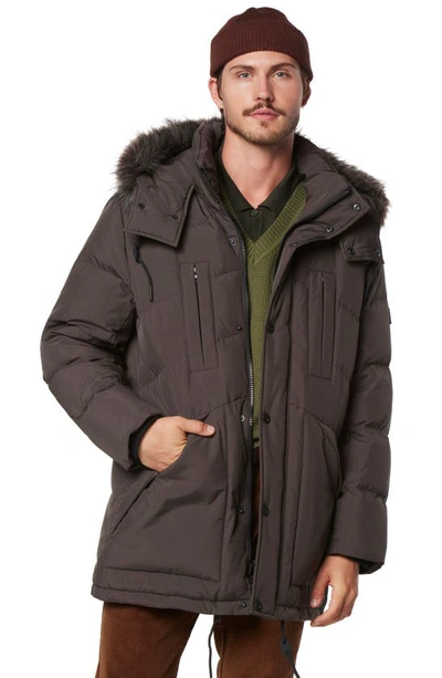 Shop Andrew Marc Tremont Water Resistant Down Quilted Parka With Faux Fur Trim In Slate