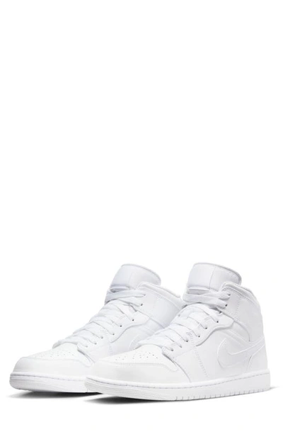 Shop Jordan Nike Air  1 Mid Sneaker In White/ White